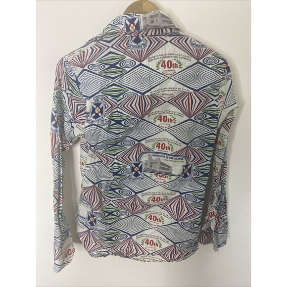 Presbyterian Church of Ghana Men M Print Button Up Shirt Africa Theme 40th Ann. - Picture 2 of 5